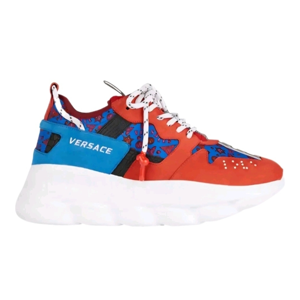 Versace Red & Blue Chain Reaction-Style Sneaker EU 45 US Mens Size 11.5 -12 - Picture 5 of 8